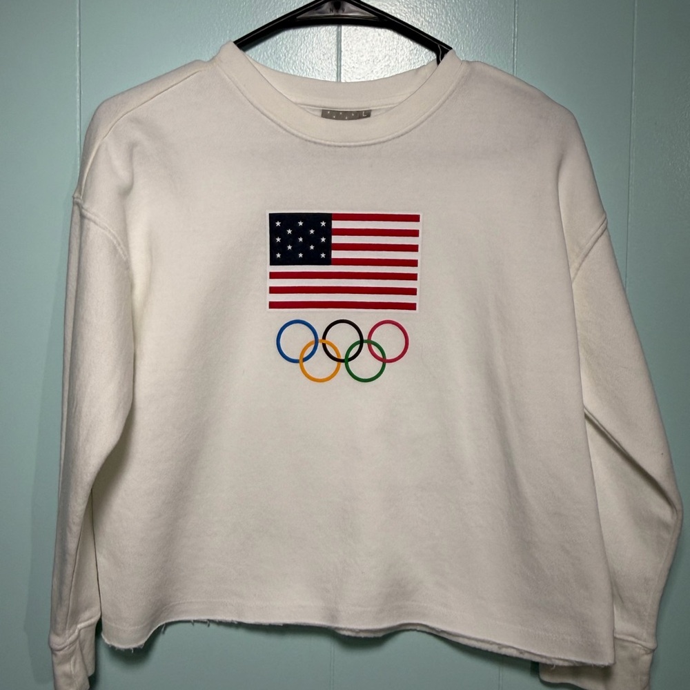 White Polo Ralph Lauren Team USA Olympic Flag Crewneck Sweatshirt